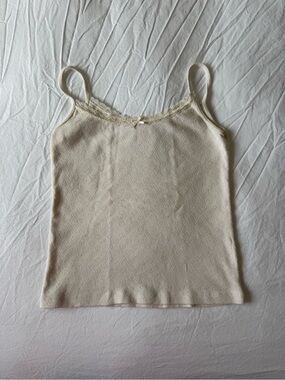 Brandy Melville Cream Lace Trim Hearts Tank Top